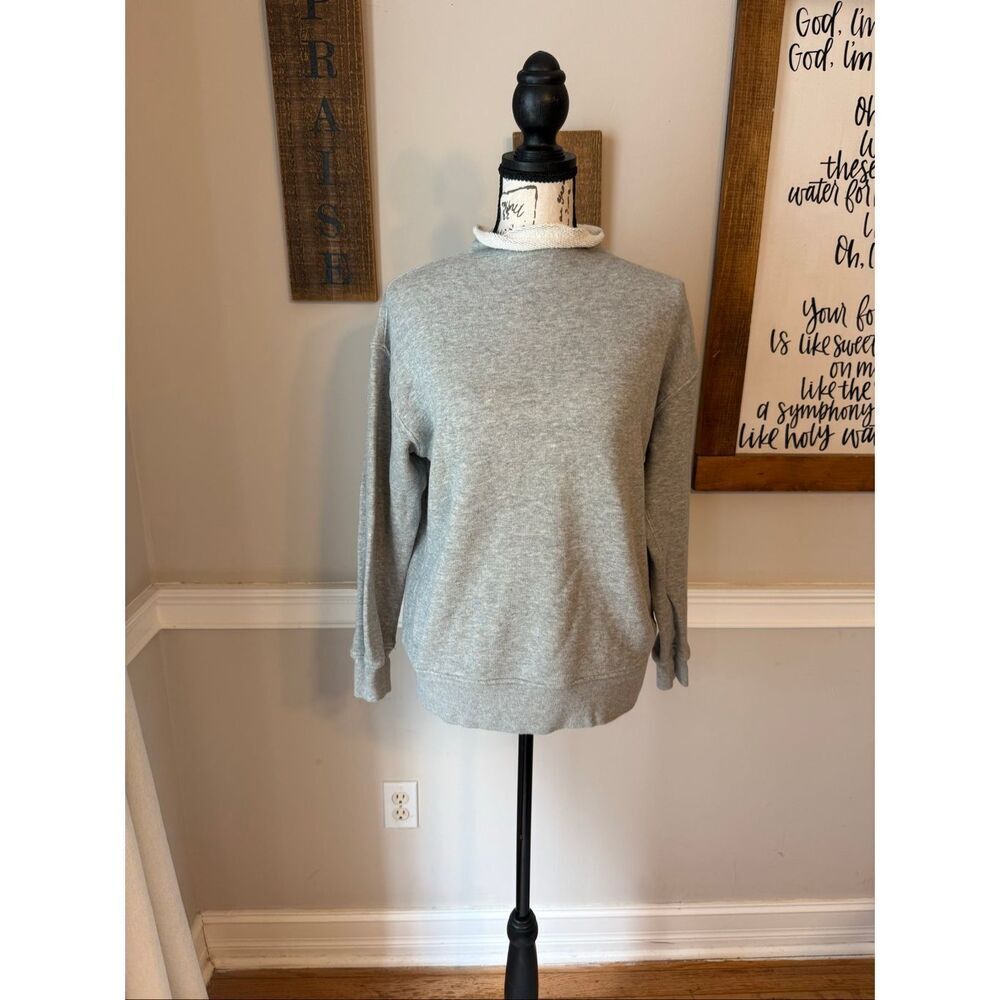 J.Crew Womens French Terry Long Sleeve Pullover Sweatshirt Heather Gray Size 2XS